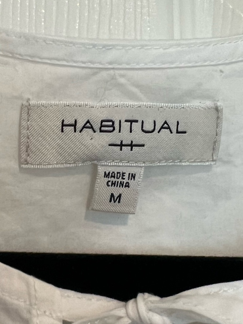 Habitual White Cotton Peasant Blouse with Tie Neck - Picture 3 of 4